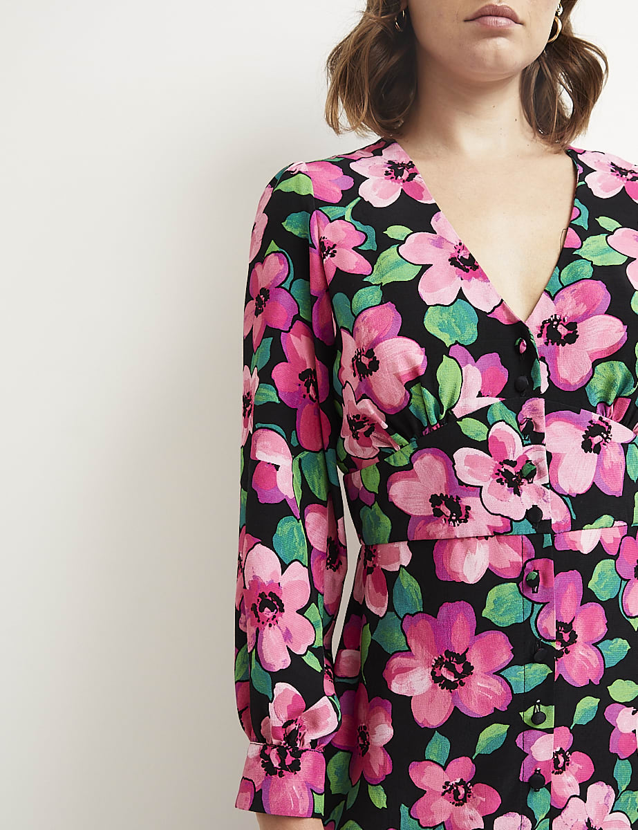 Billie Floral Pink Petite Siri Midi Dress