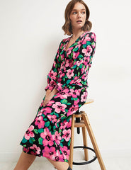 Billie Floral Pink Petite Siri Midi Dress