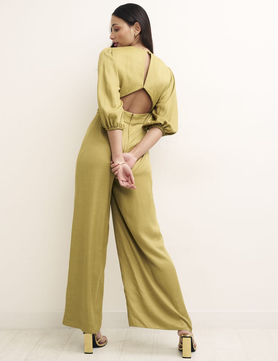 Green Puff Sleeve Melita Jumpsuit