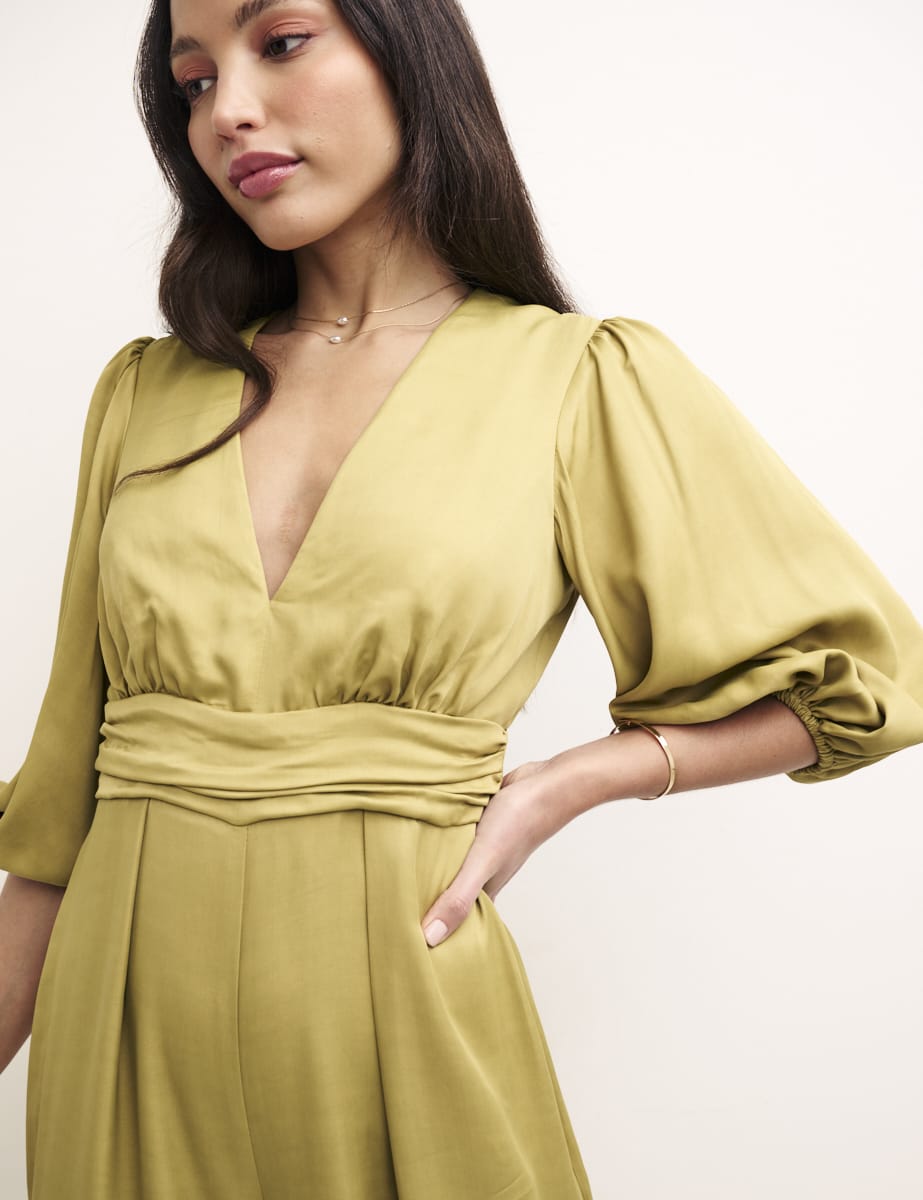 Green Puff Sleeve Melita Jumpsuit