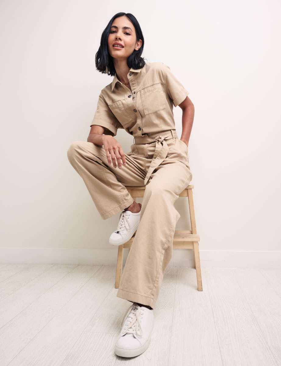 Cream Faith Utility Jumpsuit