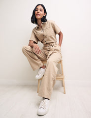 Cream Faith Utility Jumpsuit