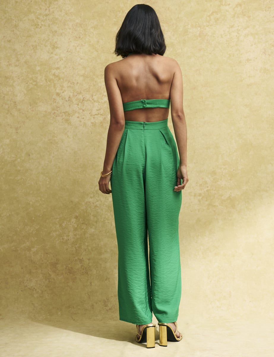Petite Green Halter Neck Hilary Jumpsuit