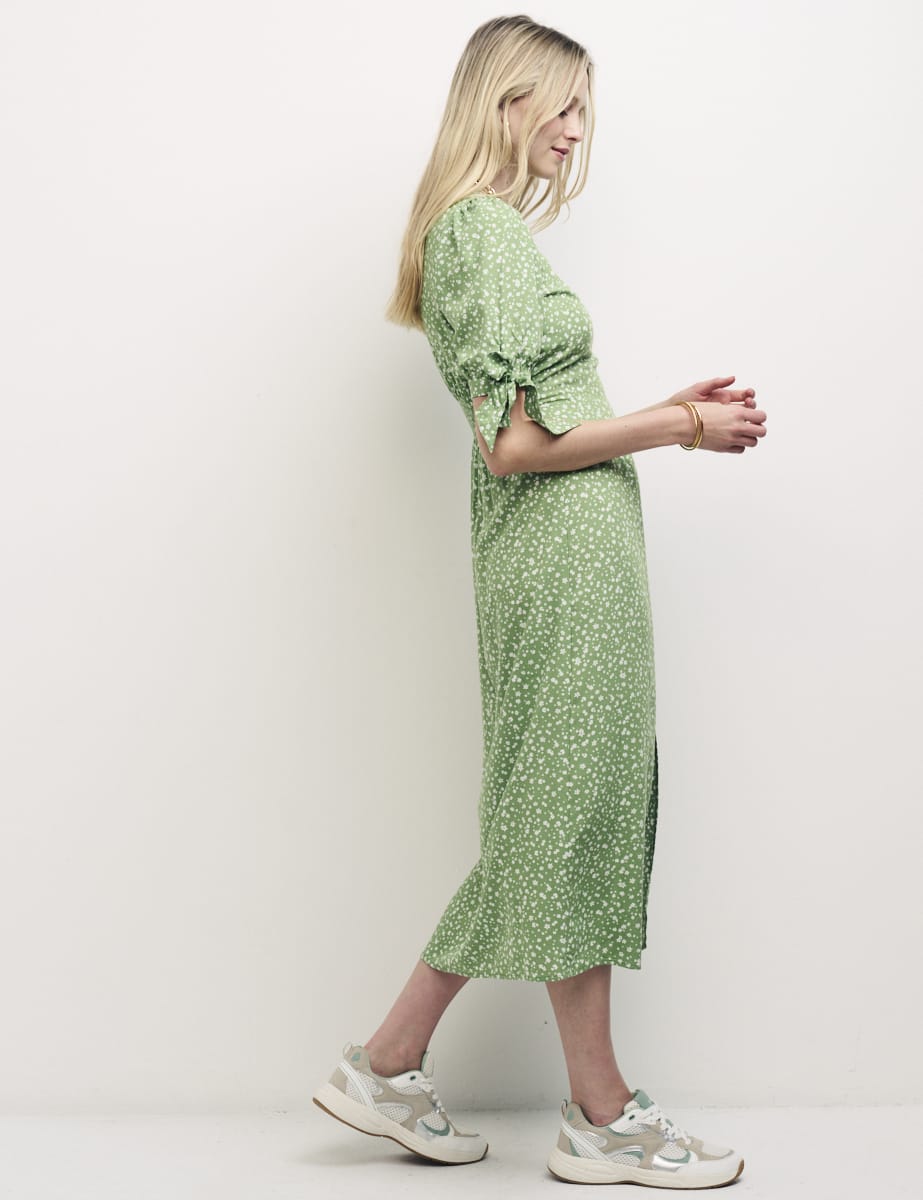 Petite Green Floral Midi Shift Dress