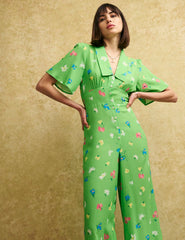 Green Floral Daisy Jumpsuit