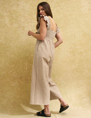 Brown Gingham Check Maya Jumpsuit