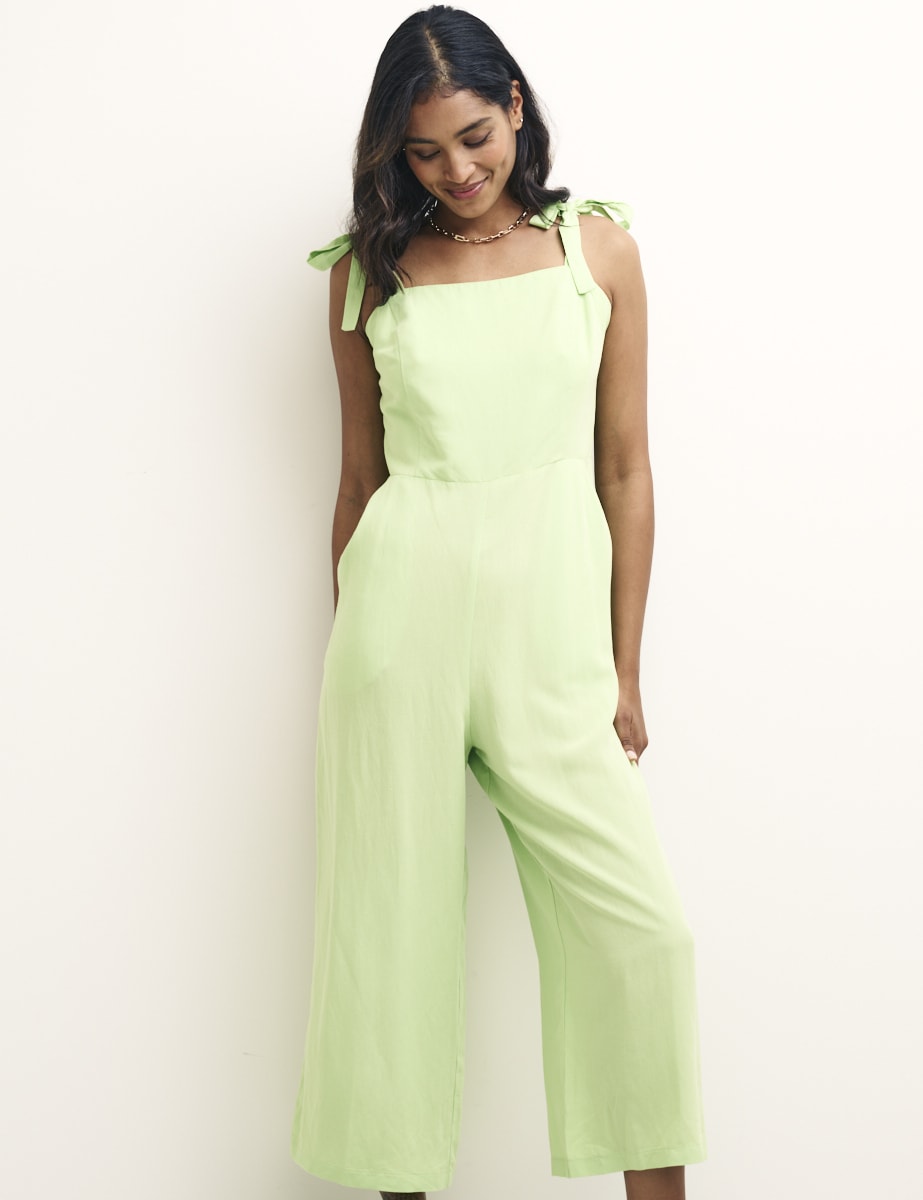 Green Tie Shoulder Meg Jumpsuit