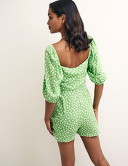 Green Floral Sweetheart Joan Playsuit