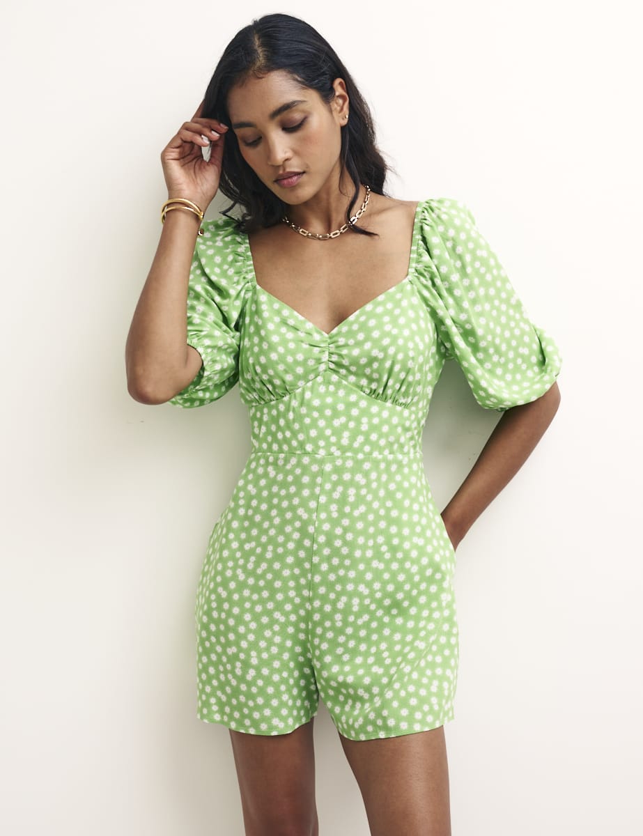 Green Floral Sweetheart Joan Playsuit