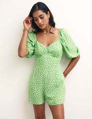 Green Floral Sweetheart Joan Playsuit