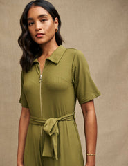 Fearne Cotton Khaki Green Zip Up Connor Jumpsuit