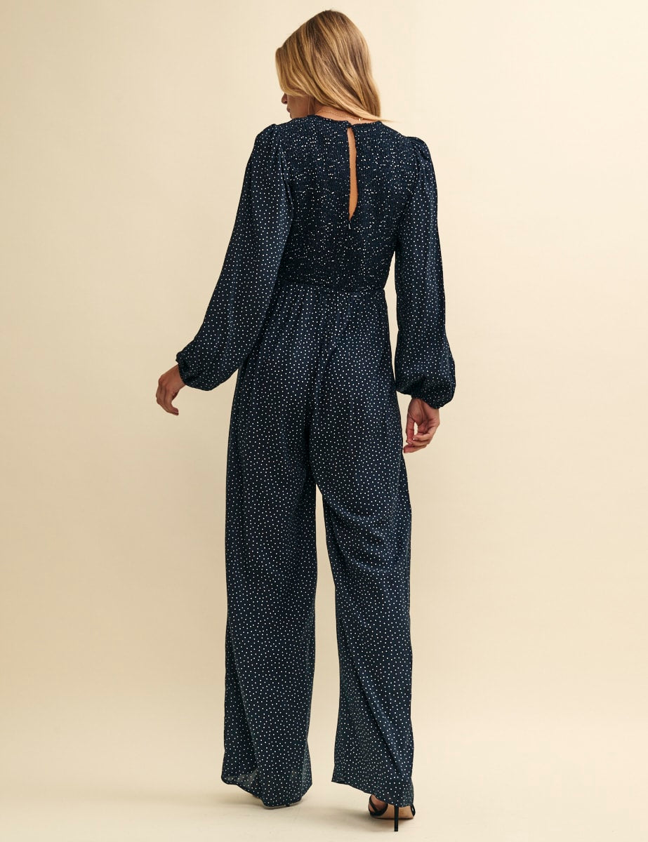 Black Polka Dot Balloon Sleeve Marion Jumpsuit