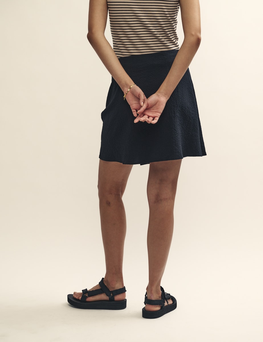 Petite Black Wrap Mini Skirt