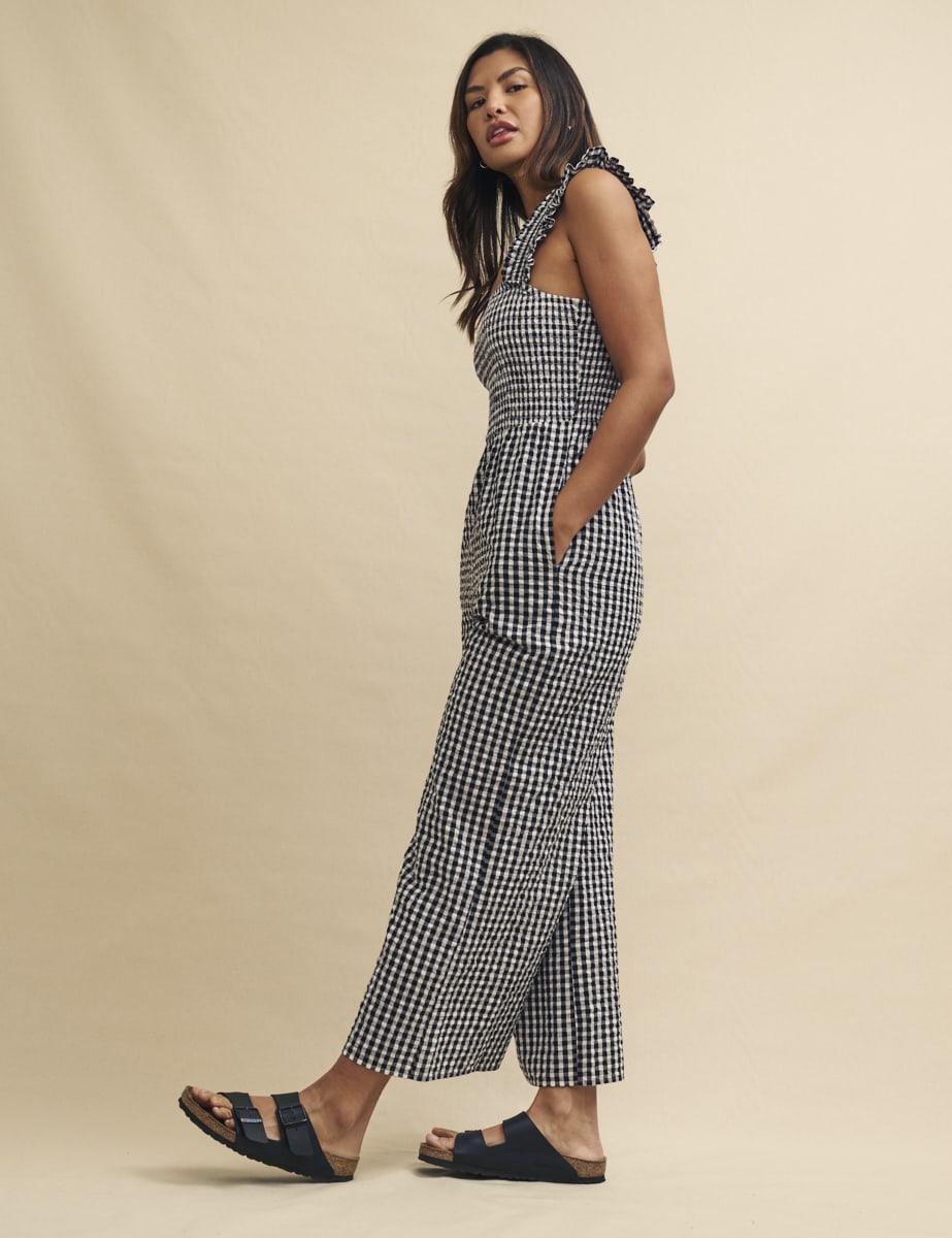 Black Gingham Sleeveless Maya Jumpsuit