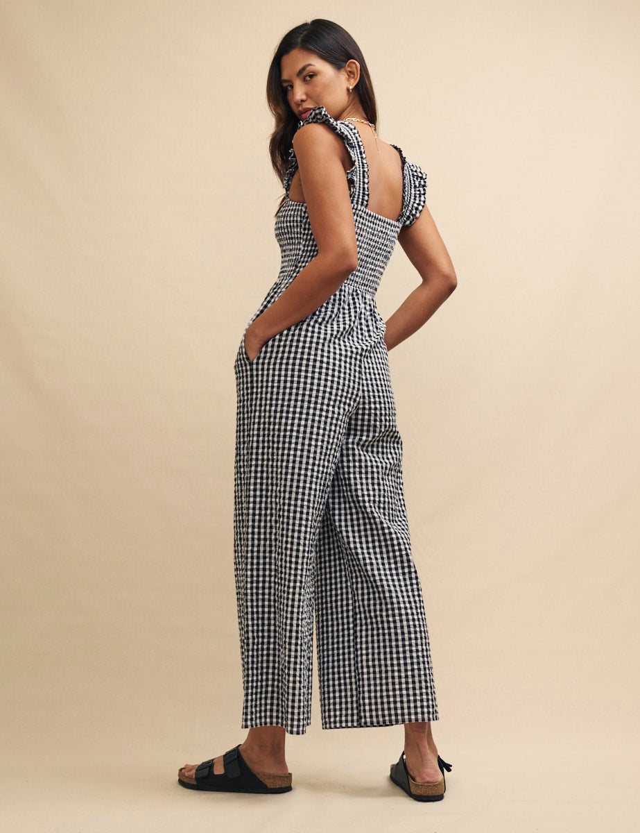 Black Gingham Sleeveless Maya Jumpsuit