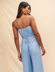 Blue Satin Jaquard Maddy Jumpsuit