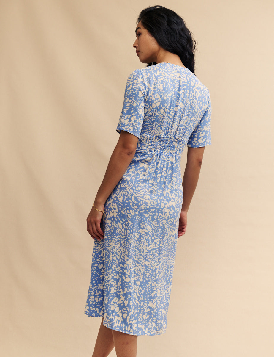 Petite Blue Printed Alexa Midi Dress