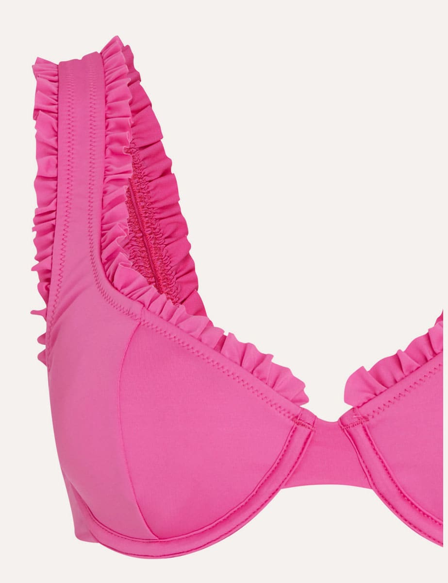 Pink Jemina Frill Trim Bralette Bikini Top
