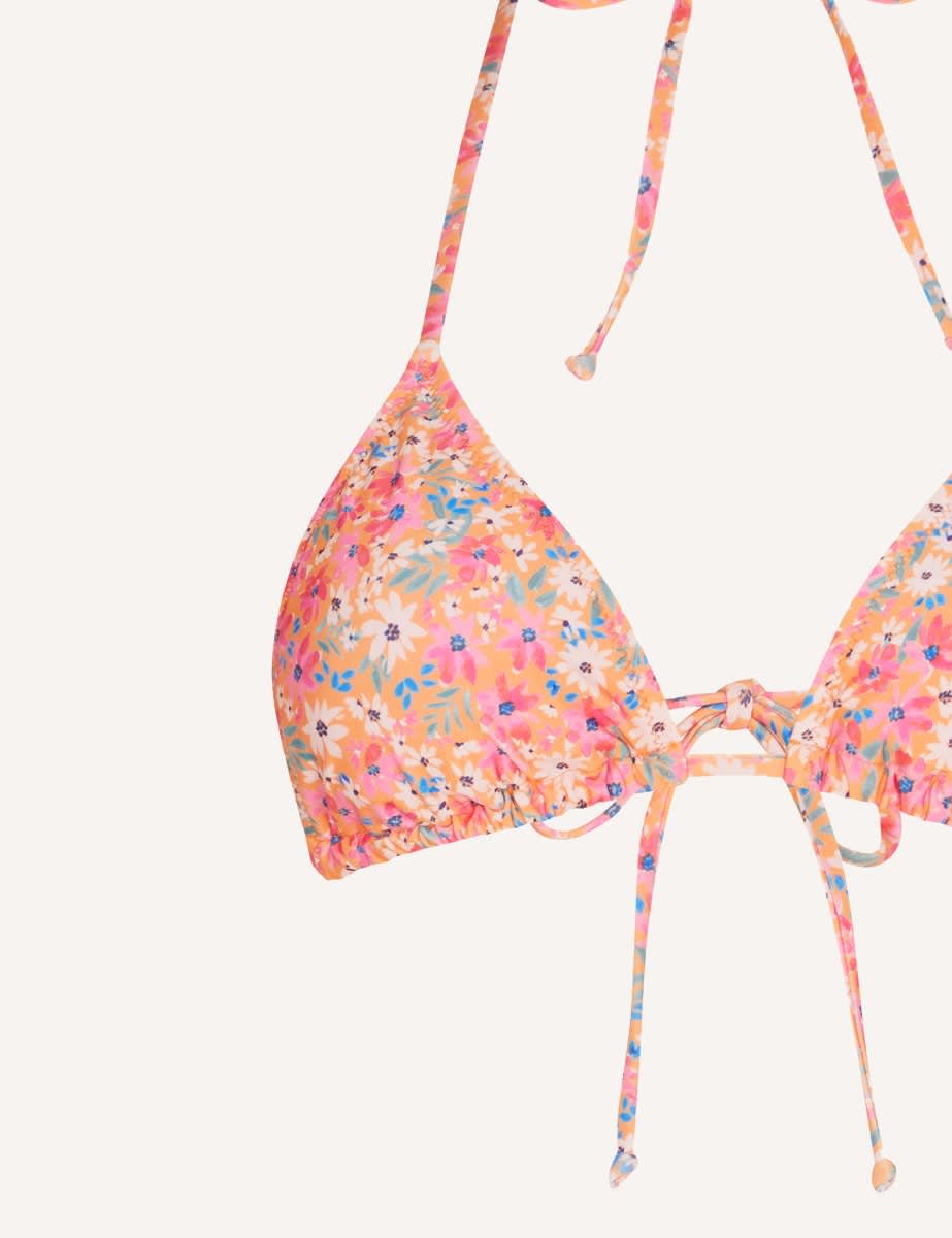 Orange Floral Georgia Triangle Tie Bikini Top