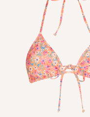 Orange Floral Georgia Triangle Tie Bikini Top