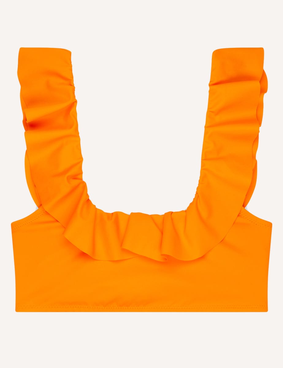 Orange Ruffle Bikini Top