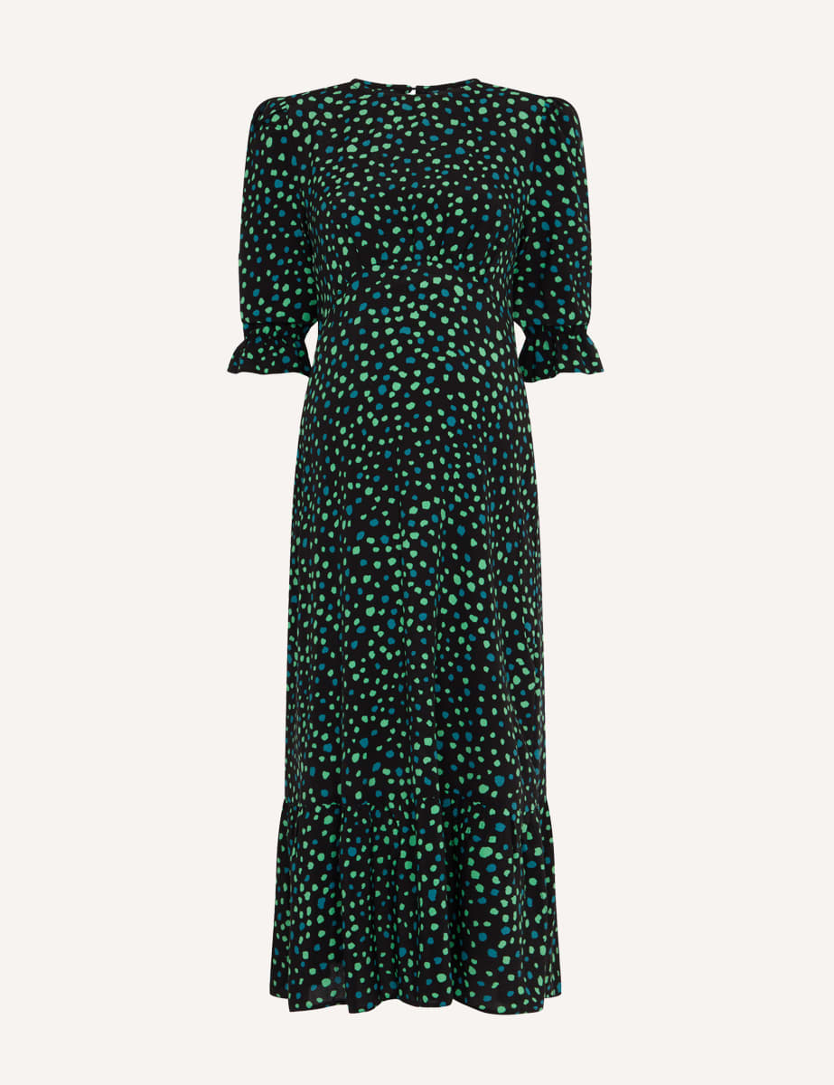 Green Scattered Spot Maternity Selena Midi Dress
