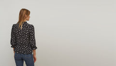 LENZING TM ECOVERO TM Black and White Floral Ditsy Pie Crust Smock Top