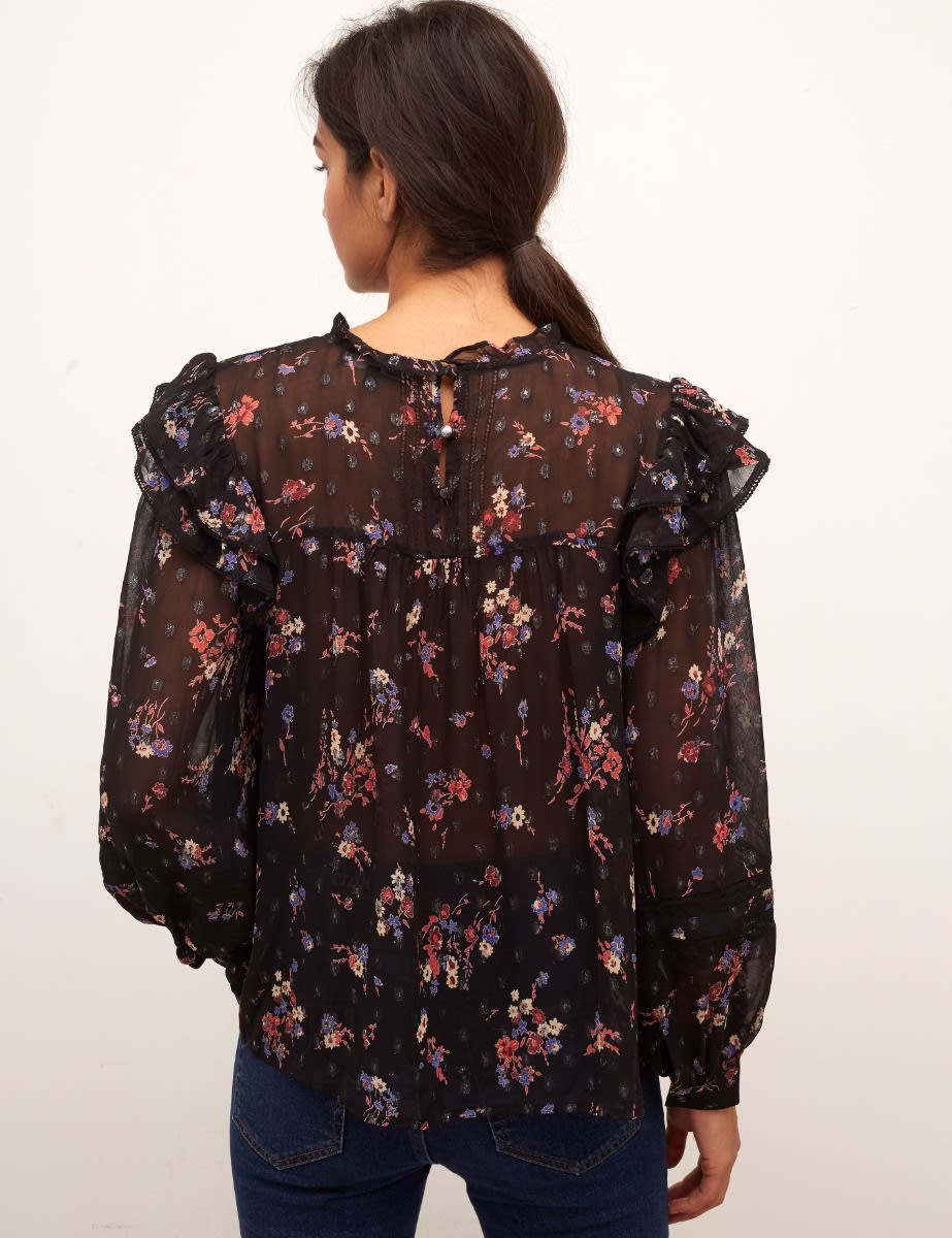 Black Floral Bailey Smock Blouse