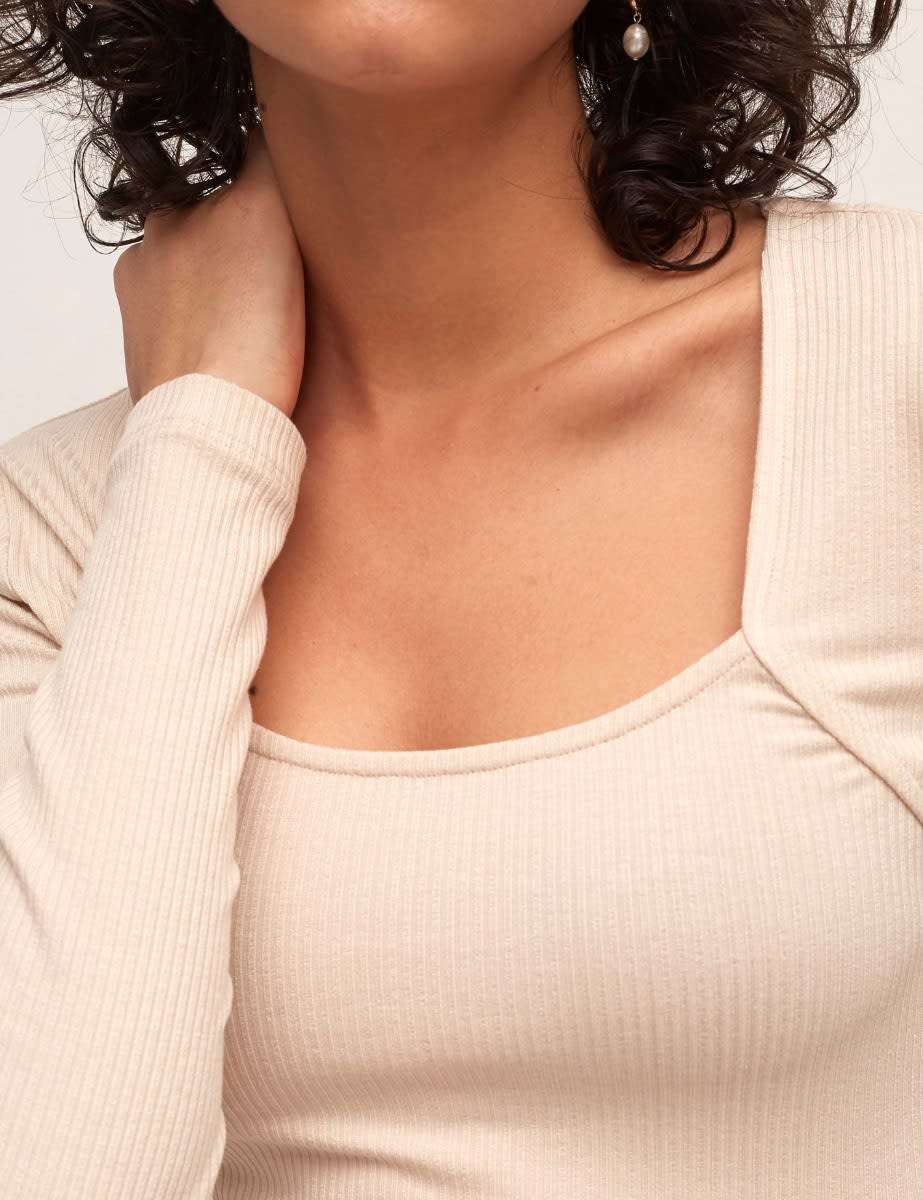 Ecru Square Neck Top