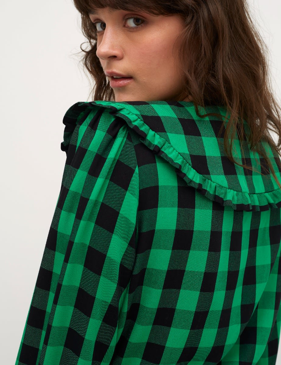 Green Check Lexie Collar Blouse