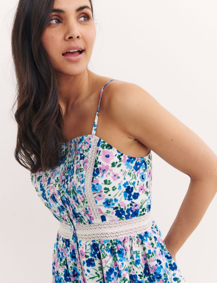 Blue Floral Broderie Sylvia Top