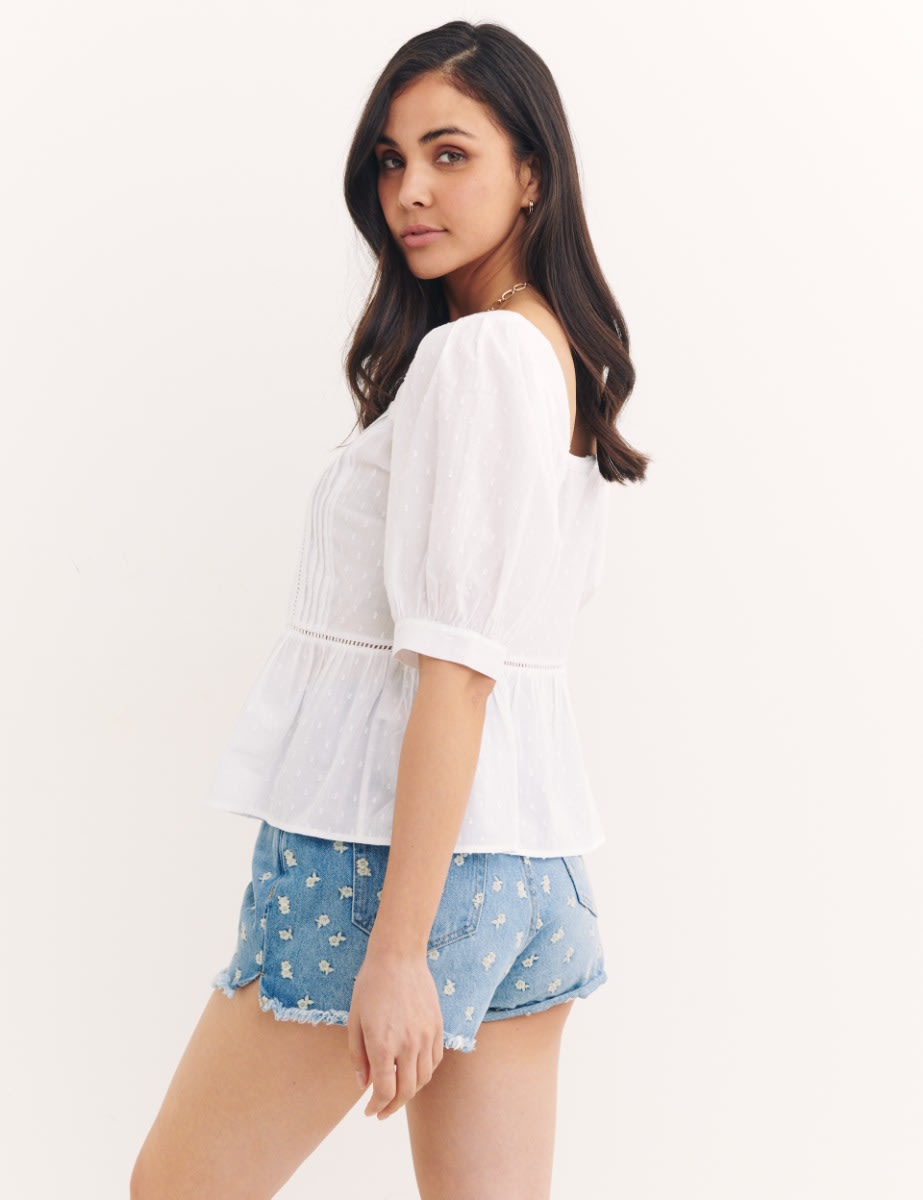 White Sabrina Top