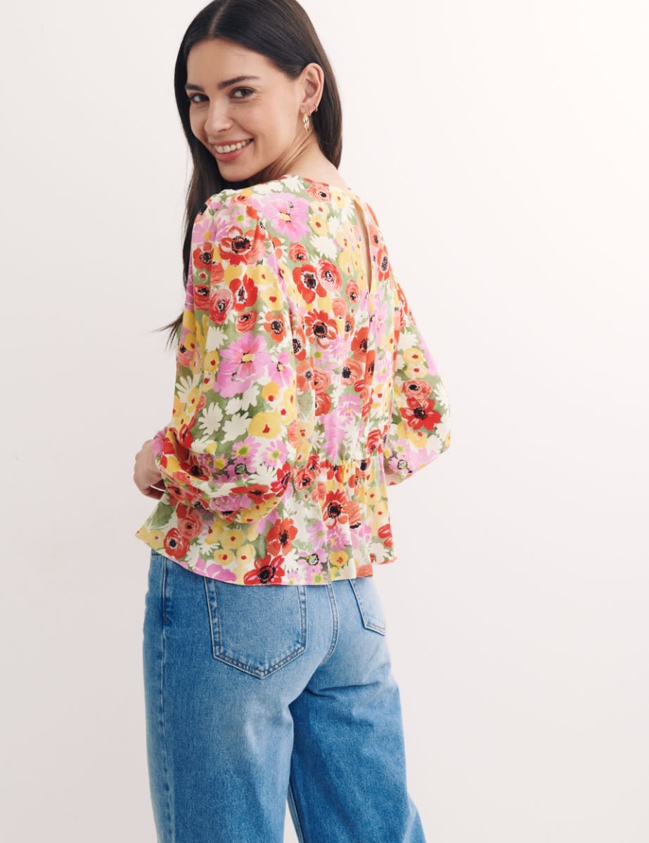 Multi Big Floral Selena Blouse