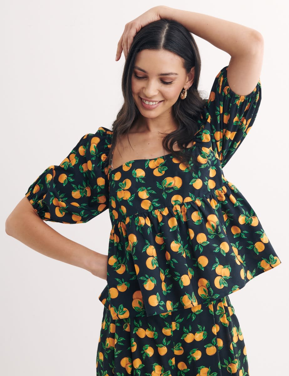 Black Sassy Orange Eugenia Blouse