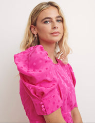 Pink Spot Jaquard Moira Co-Ord Top