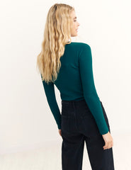 Green Rosetta LS Ring Detail Top