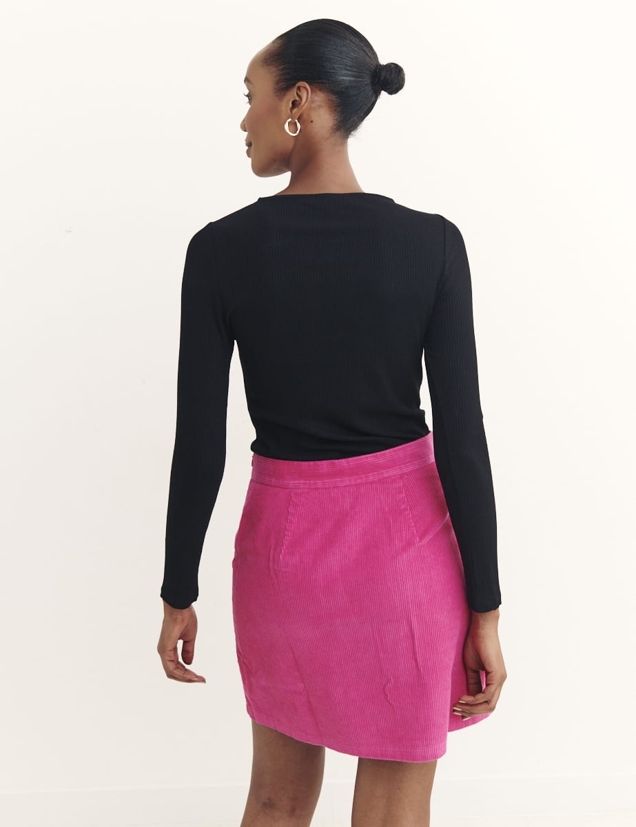 Black Rosetta Long Sleeve Ring Detail Top