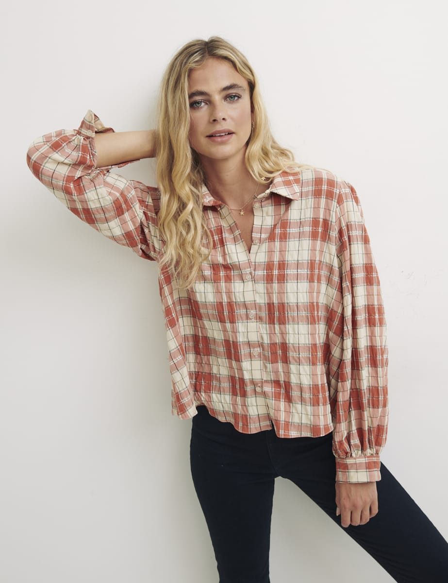 Orange & Cream Check Delia Check Shirt
