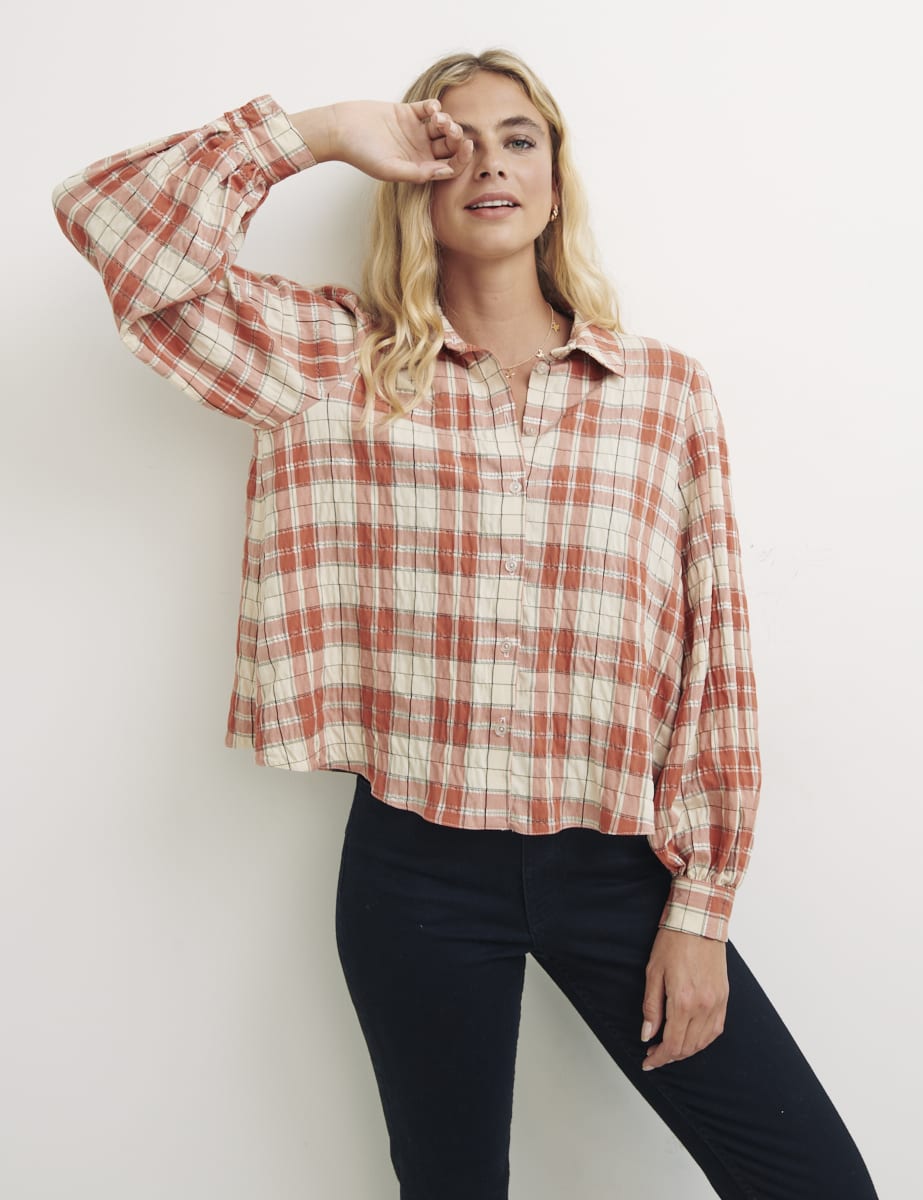 Orange & Cream Check Delia Check Shirt