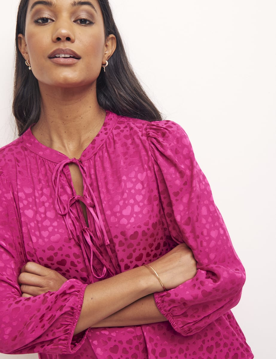 Heart Jaquard Pink Ilaria Blouse