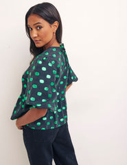 Taffeta Spot Green Bernie Blouse