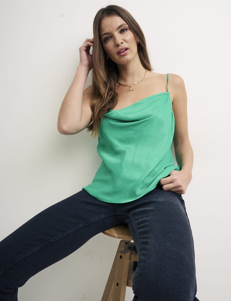 Green Sophia Satin Cami Top
