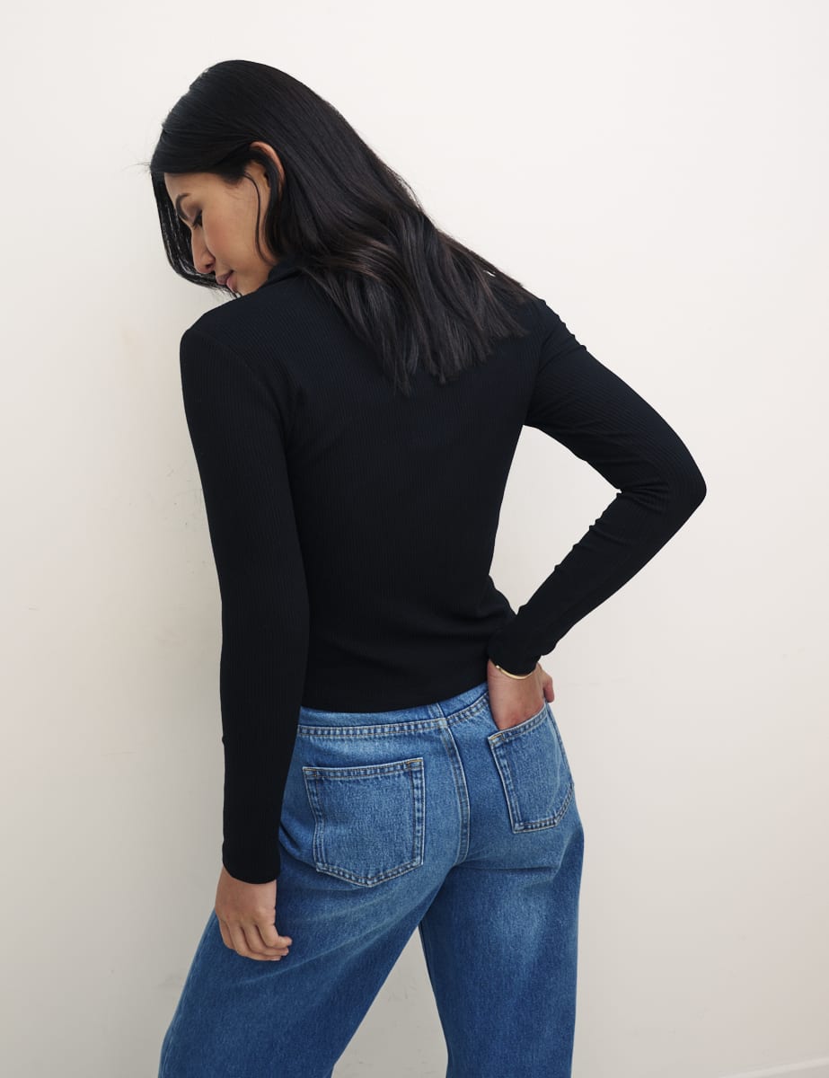 Black Long Sleeve Sutton Top