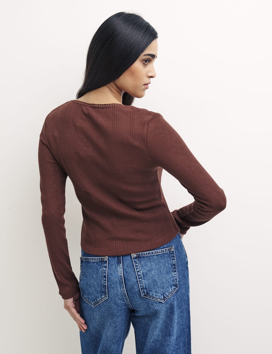 Brown Long Sleeve Carey Top