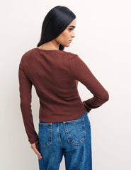 Brown Long Sleeve Carey Top