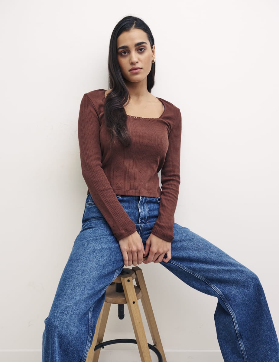 Brown Long Sleeve Carey Top