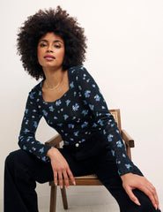 Black Floral Long Sleeve Carey Top