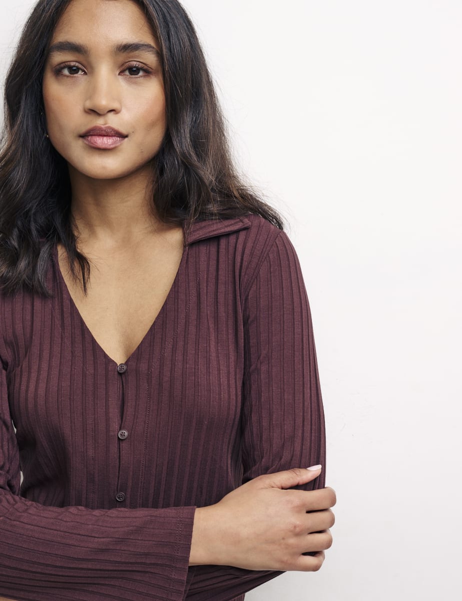 Brown Sidney Button Through Top