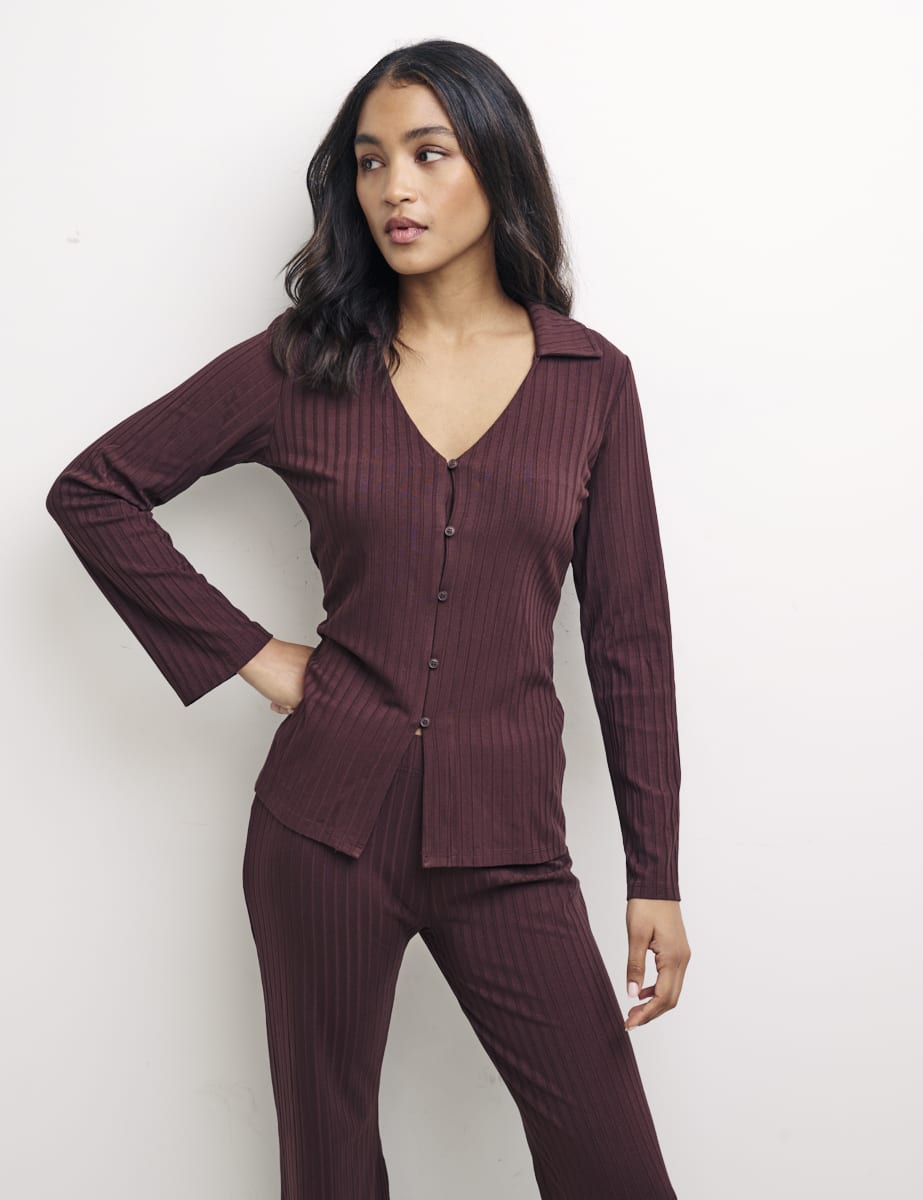 Brown Sidney Button Through Top