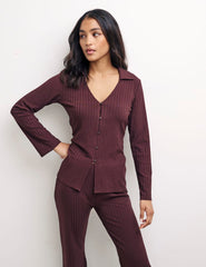 Brown Sidney Button Through Top